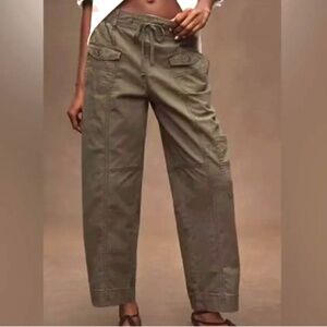 Anthropologie PILCRO Cargo Barrel Pants XS Army Olive Green Utility Oversized